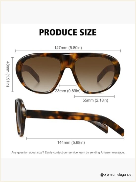 Oversized Retro Aviator Sunglasses UV400 Protection Trendy Oval Frame main image 6